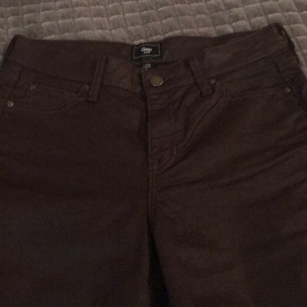 Gap size 4 burgundy brown coated liquid jeans